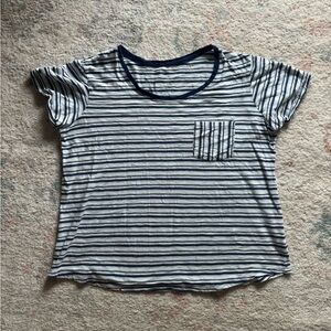 ANA blue striped tshirt with pocket, size XXL